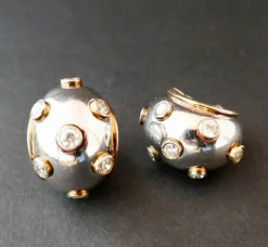Boucles d'Oreilles Argent Et Pierres Blanches