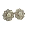 Boucles d'oreilles Art Déco en or et platine avec diamants et perles