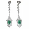 Boucles d'oreilles Art Déco or blanc émeraudes diamants