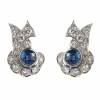 Boucles d'oreilles art déco saphir diamants
