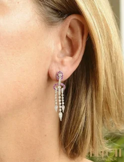 Boucles d'Oreilles Art Déco Diamants Rubis calibrés