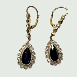 Boucles d'oreilles Art Déco Saphirs Diamants