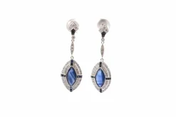 Boucles d'oreilles Art Déco saphirs et diamants