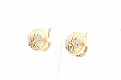 Boucles d'oreilles Art Déco en or jaune et blanc serties de diamants