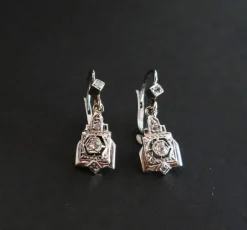 Boucles d'Oreilles Art Déco ornées de saphirs blancs