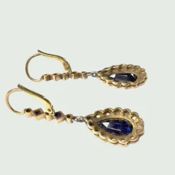 Boucles d'oreilles Art Déco Saphirs Diamants