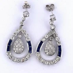 Boucles d'oreilles Art Déco en saphir et diamant