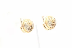 Boucles d'oreilles Art Déco en or jaune et blanc serties de diamants
