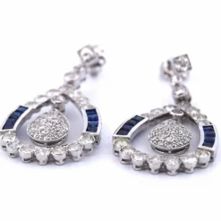 Boucles d'oreilles Art Déco en saphir et diamant