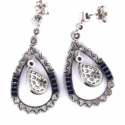 Boucles d'oreilles Art Déco en saphir et diamant