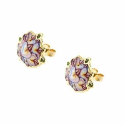 Boucles d'oreilles avec fleurs émaillées