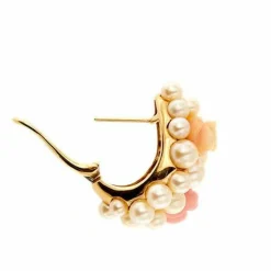 Boucles d'oreilles avec perles et coraux roses