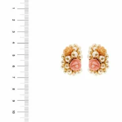 Boucles d'oreilles avec perles et coraux roses