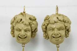 Boucles d'oreilles Bacchus Or camées de lave