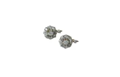 Boucles d'oreilles Belle Époque Marguerite or rose, diamants