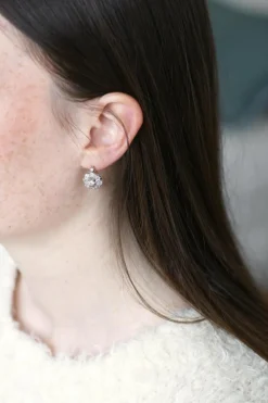 Boucles d'oreilles Belle Époque Marguerite or rose, diamants