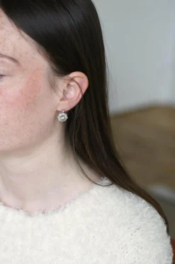Boucles d'oreilles Belle Époque Marguerite or rose, diamants