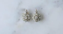 Boucles d'oreilles Belle Époque Marguerite or rose, diamants