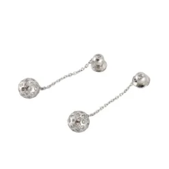 Boucles d'oreilles boules en or gris, diamants