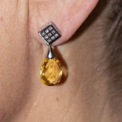 Boucles d'oreilles BRIOLE Citrine et Diamants