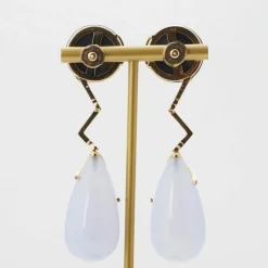 Boucles d’oreilles calcédoine et nacre