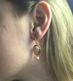 Boucles d'oreilles Camées Et Perles