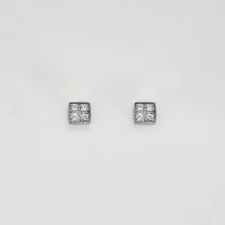 Boucles d'oreilles carrés or blanc et diamants