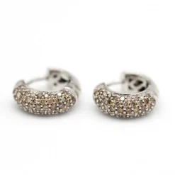 Boucles d'oreilles Champagne en or blanc et diamants