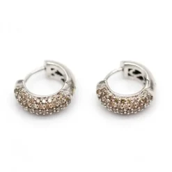 Boucles d'oreilles Champagne en or blanc et diamants