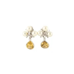 Boucles d'oreilles Citrines Perles
