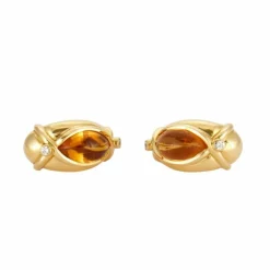 Boucles d'oreilles Citrines Diamants