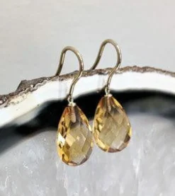 Boucles d'oreilles citrines goutte briolette