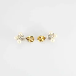 Boucles d'oreilles Citrines Perles
