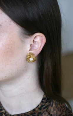 Boucles d'Oreilles Clip Gubelin Or Torsadé et Perles