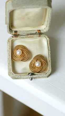 Boucles d'Oreilles Clip Gubelin Or Torsadé et Perles