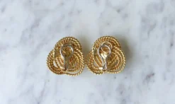 Boucles d'Oreilles Clip Gubelin Or Torsadé et Perles