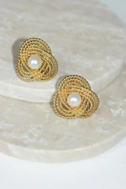 Boucles d'Oreilles Clip Gubelin Or Torsadé et Perles