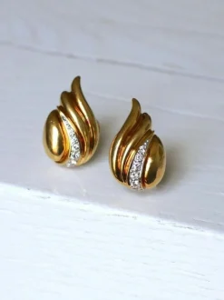 Boucles d'oreilles clip or et diamants