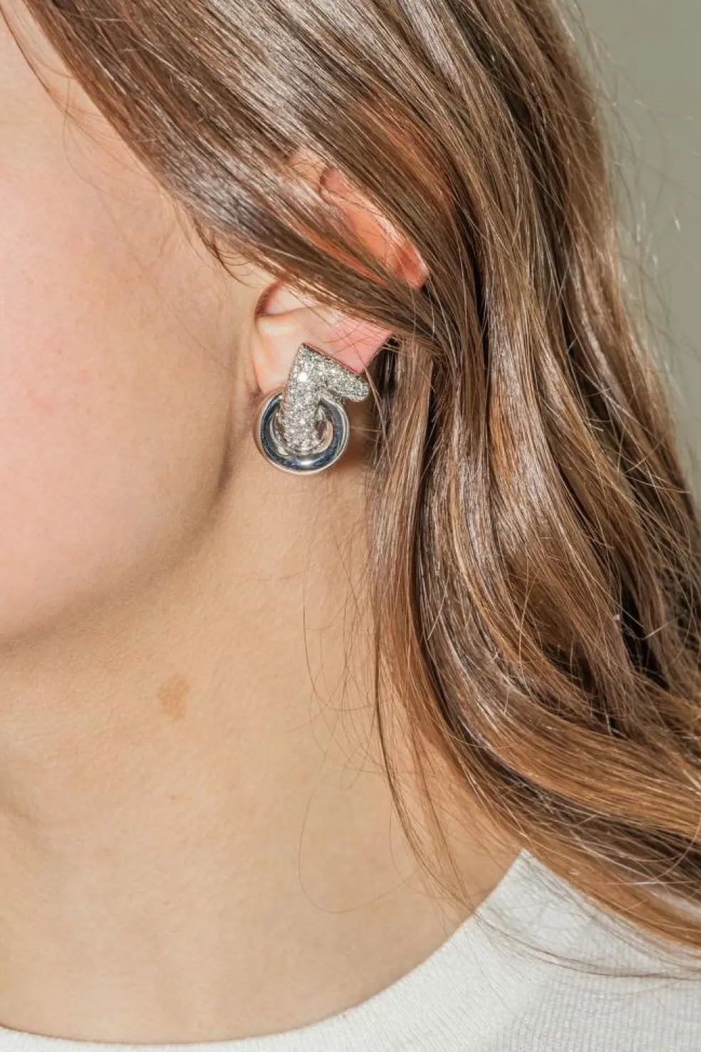 Boucles d'oreilles Clip Or blanc Diamant