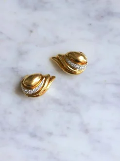 Boucles d'oreilles clip or et diamants