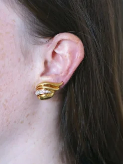 Boucles d'oreilles clip or et diamants