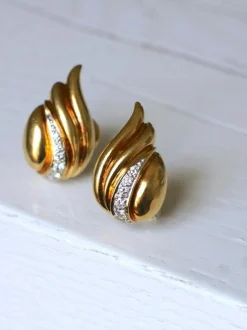 Boucles d'oreilles clip or et diamants