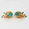 Boucles d'oreilles Clip Turquoises & rubis