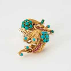 Boucles d'oreilles Clip Turquoises & rubis