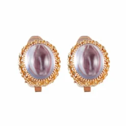 Boucles d'oreilles Clips Améthystes cabochon