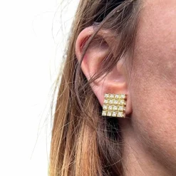 Boucles d'oreilles clips diamants en or jaune 18 carats