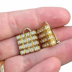 Boucles d'oreilles clips diamants en or jaune 18 carats