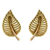 Boucles d'oreilles clips feuilles d'or