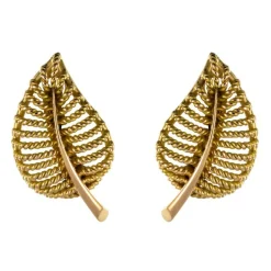 Boucles d'oreilles clips feuilles d'or