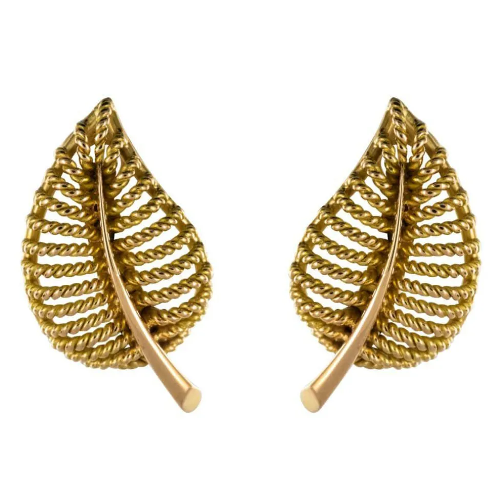 Boucles d'oreilles clips feuilles d'or